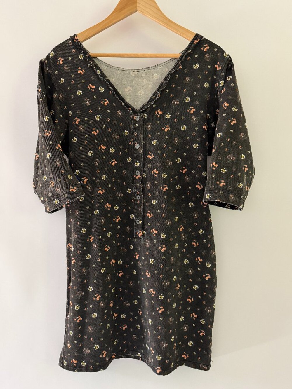 Loup Reversible Black Ditsy Floral V-Neck Dress Slow Fashion